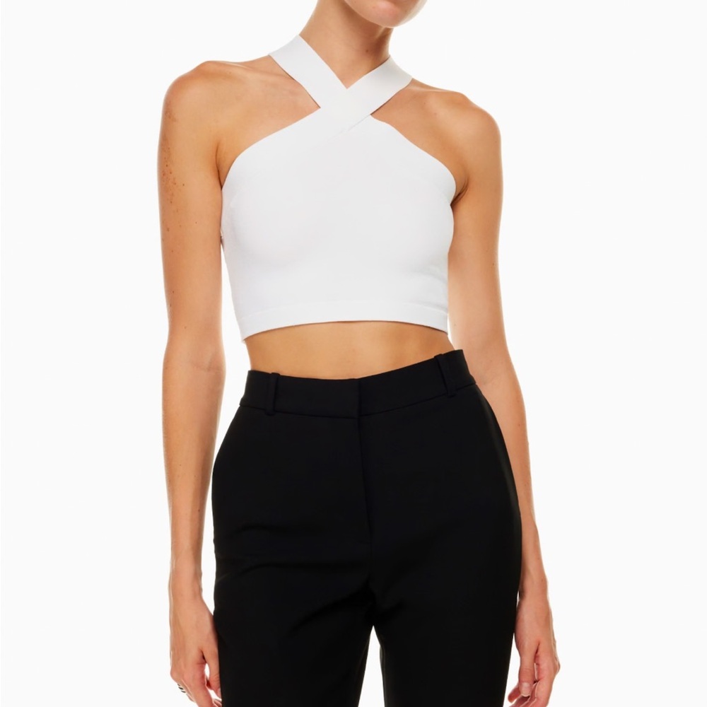 Babaton White Ribbed Cross-Back Top - Picture 5 of 7